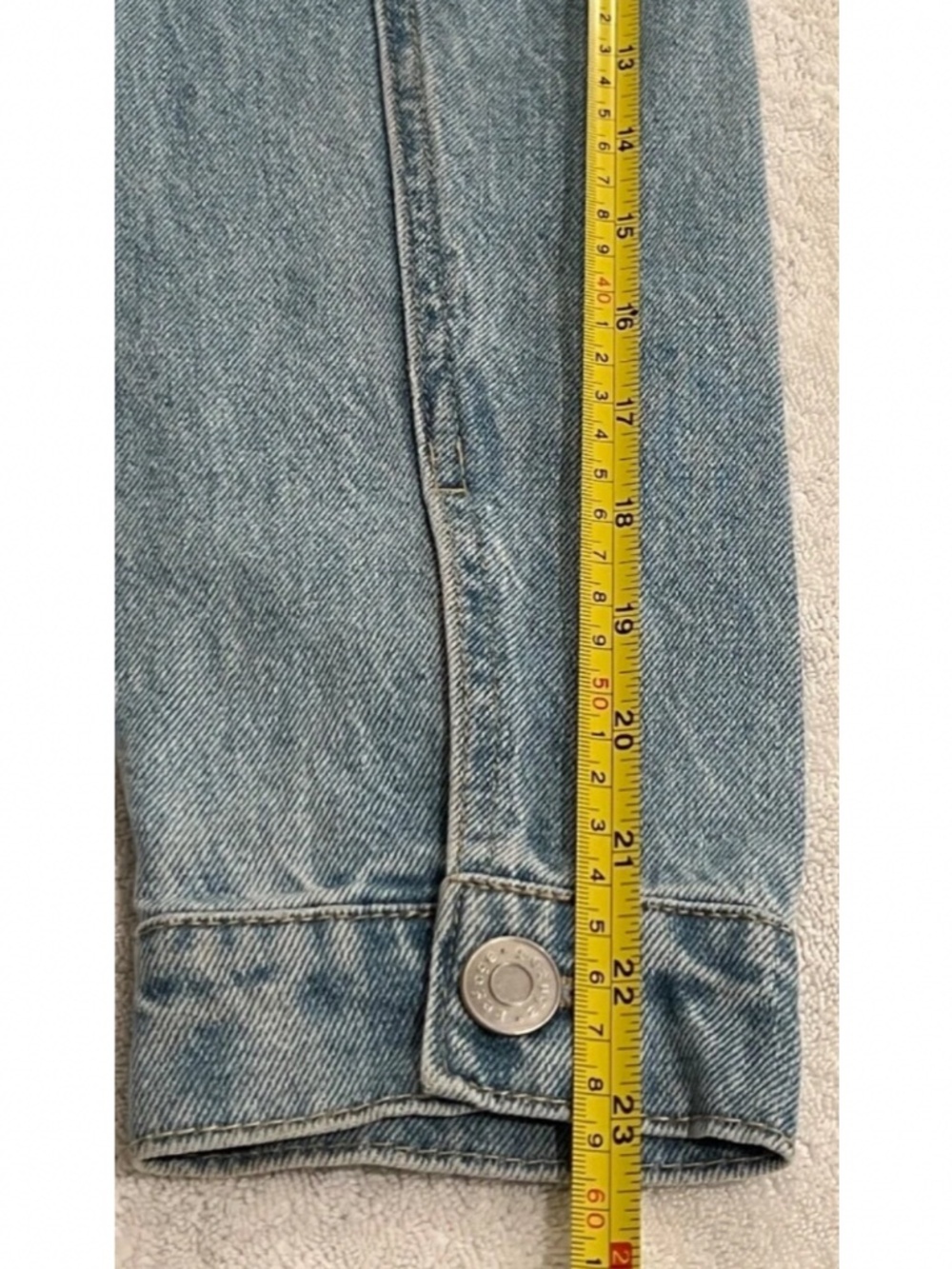 Refuge Distressed Denim Jacket Button Down Raw Hem--Size Large - Picture 8 of 10